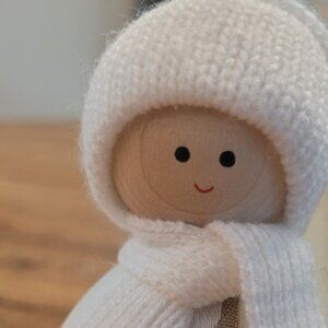 Hand crafted Wooden Swedish Christmas Girl with Scarf 'Tranemo Santa'